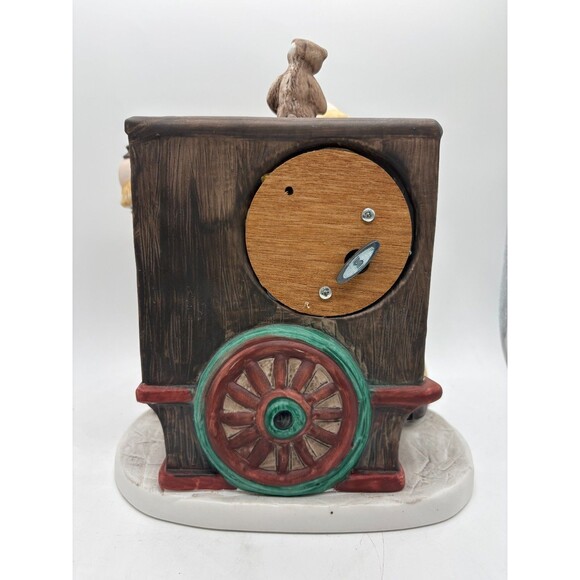 Vintage Clown Music Box Statue Two Clowns Monkey Hurdy Gurdy Circus Decor 9” - Picture 3 of 12